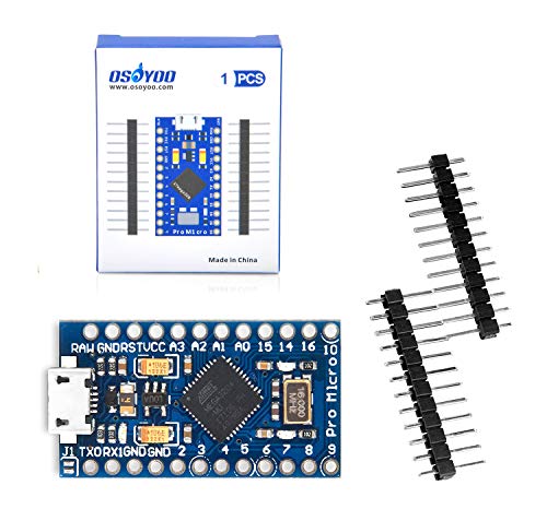 OSOYOO Pro Micro ATmega32U4 5V/16MHz Module Board with 2 Row pin Header Replace with ATmega328 Pro Mini for Arduino