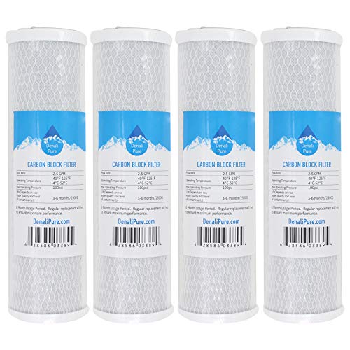 4-Pack Replacement for Compatible with Culligan HF-360 Activated Carbon Block Filter – Universal 10 inch Filter Compatible with Culligan HF-360 Whole House Sediment Filter Clear Housing