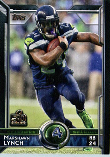 2015 Topps #379 Marshawn Lynch T60 – Seattle Seahawks (Topp 60 Ranked Player) NFL Football Card (50th Super Bowl LOGO Special Edition)