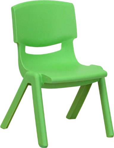 Flash Furniture ,Green Plastic Stackable School Chair with 10.5” Seat Height, Count 10 (Pack of 1)