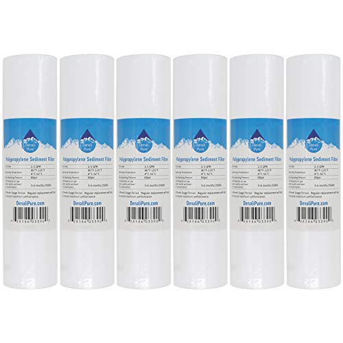 6-Pack Replacement for DuPont WFPF13003B Polypropylene Sediment Filter – Universal 10-inch 5-Micron Cartridge Compatible with DuPont Whole House Water Filtration System – Denali Pure Brand