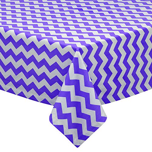 Runner Linens Factory Square Chevron Tablecloth 42×42 Inches (Purple & White)