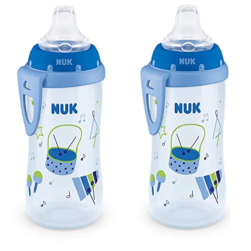 NUK Blue Music Silicone Spout Active Cup, 10-Ounce (2 Pack) Design May Vary