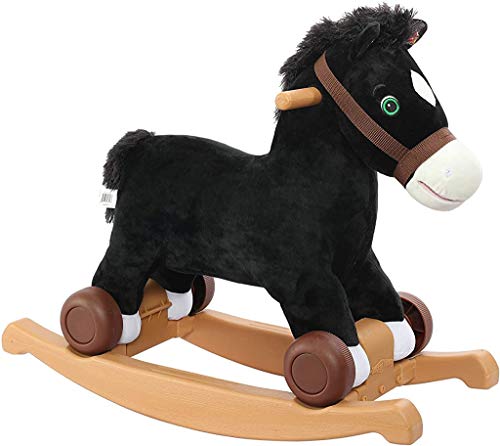 Rockin’ Rider Cocoa 2-in-1 Pony Plush Ride-On, Black