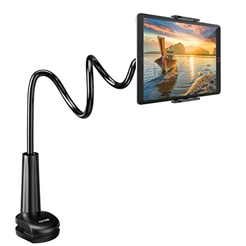Gooseneck Tablet Holder Stand for Bed: Tryone Adjustable Flexible Arm Tablets Mount Clamp on Table Compatible with iPad Air Mini | Galaxy Tabs | Kindle Fire | Switch or Other 4.7 -10.5″ Devices