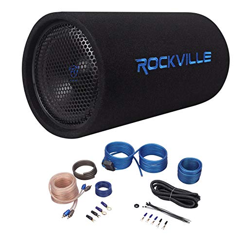 Rockville RTB10A 10″ 500w Powered Subwoofer Bass Tube+Bass Remote + Amp Kit