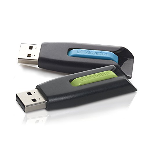 VERBATIM 99127 Store ‘n’ Go V3 USB 3.0 Flash Drives (32GB; 2 pk; Blue/Green)