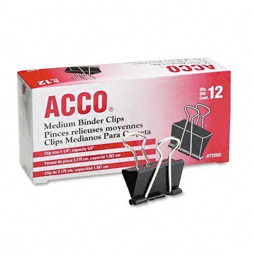Acco Brands A7072050 Binder Clips, Medium, 12 Per Box, 6 Boxes = 72 Medium Clips