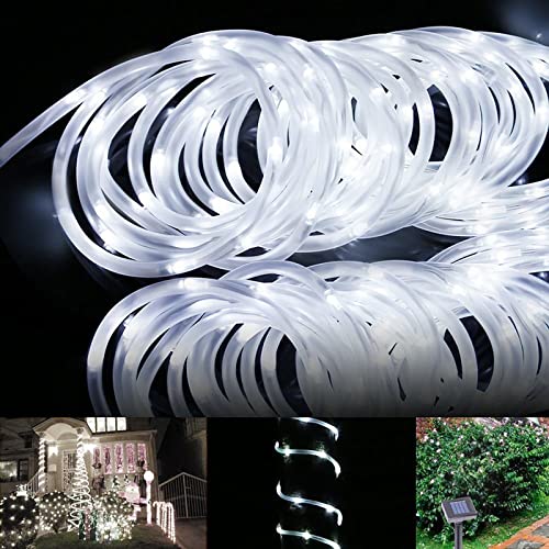 lychee Solar Rope Lights Outdoor 16.5ft 50LED Waterproof Solar Power String w/Light Outdoor Rope Lights Ideal for Home Garden Party Wedding Decoration (White)