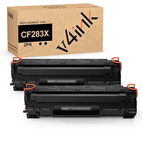 v4ink Compatible CF283X Toner Cartridge Replacement for HP 83X CF283X 83A CF283A for use in HP Laserjet Pro M201 M201dw M201n MFP M225 M225dn M225dw M225rdn Series Printer (Black, 2 Pack)
