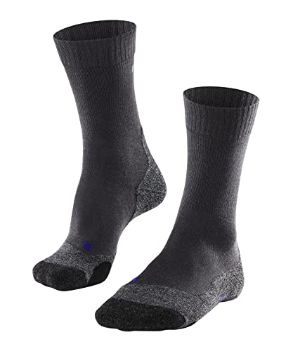 FALKE Women’s TK2 Explore Cool Hiking Socks, Breathable Quick Dry, Mid Calf, Medium Padding, Cooling, Athletic Sock, Grey (Asphalt Melange 3180), 5-6, 1 Pair