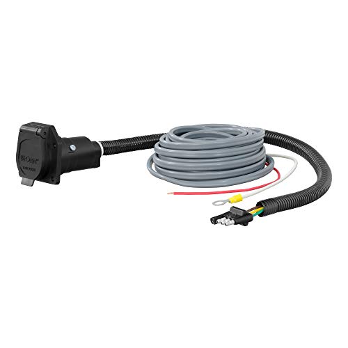 CURT 57186 4-Way Flat Vehicle-Side to 7-Way RV Blade Trailer Adapter with Brake Controller Wiring