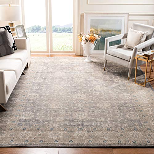 SAFAVIEH Sofia Collection 9′ x 12′ Light Grey/Beige SOF330B Vintage Oriental Distressed Non-Shedding Living Room Bedroom Dining Home Office Area Rug