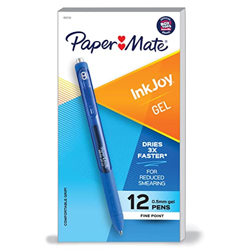 Paper Mate InkJoy Gel Pen, Fine Point, Pure Blue, Box of 12