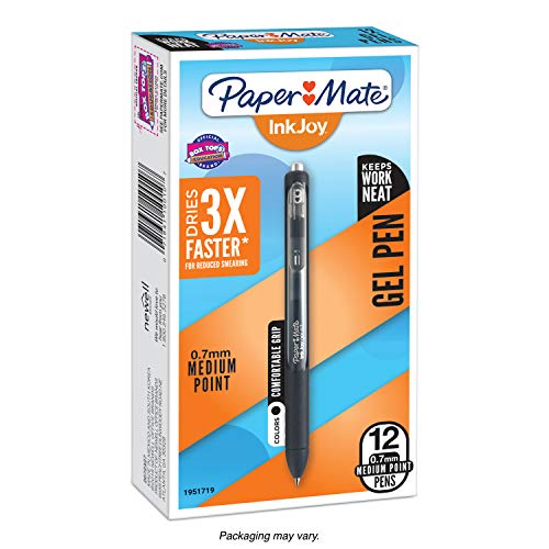 Paper Mate InkJoy Gel Pens, Medium Point, Black, 12 Count – 1951719