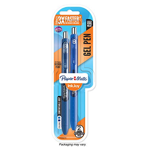 Paper Mate Inkjoy Gel Pens, Medium Point, Blue Assorted, 2-Pack (1956274)