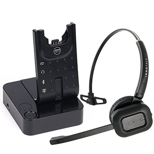 INNOTALK Wireless Headset Compatible with Polycom VVX150, VVX250, VVX350, VVX450, VVX500, VVX600, VVX1500 with an EHS Cord – Desk Office Phone Call Center Wireless Headset(Pioneer)