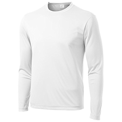 Clothe Co. Mens Long Sleeve Moisture Wicking Athletic Sport Training T-Shirt, M, White