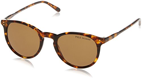 Polo Ralph Lauren Men’s PH4110 Semi-Circular Sunglasses, Shiny Antique Havana/Polarized Brown, 50 mm