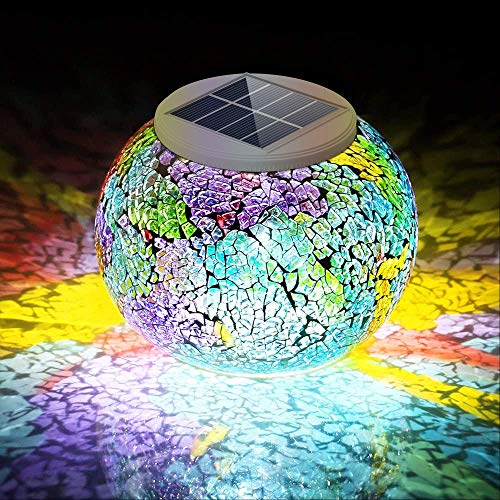 Color Changing Solar Powered Glass Ball Led Garden Lights, Rechargeable Solar Outdoor Figurine Lights, Outdoor Waterproof Solar Figurine Night Lights Solar Lantern Lights for Decorations, Ideal Gifts