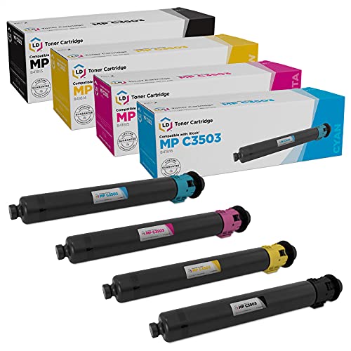 LD Products Compatible Toner Cartridge Replacements for Ricoh MP C3503 (Black, Cyan, Magenta, Yellow, 4-Pack) for use in Aficio MP Printers: C3003, C3004, C3503, and C3504