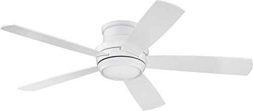 Craftmade Flush Mount Ceiling Fan with LED Light and Remote TMPH52W5 Tempo 52 Inch White, Hugger Fan