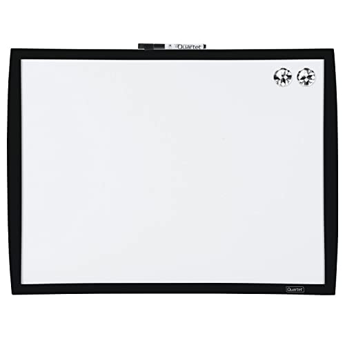 Quartet Magnetic Whiteboard, 17″ x 23″ Small White Board for Wall, Dry Erase Board for Kids, Perfect for Home Office & Home School Supplies, 1 Mini Dry Erase Marker, 2 Magnets, Black Frame (34608-BK)