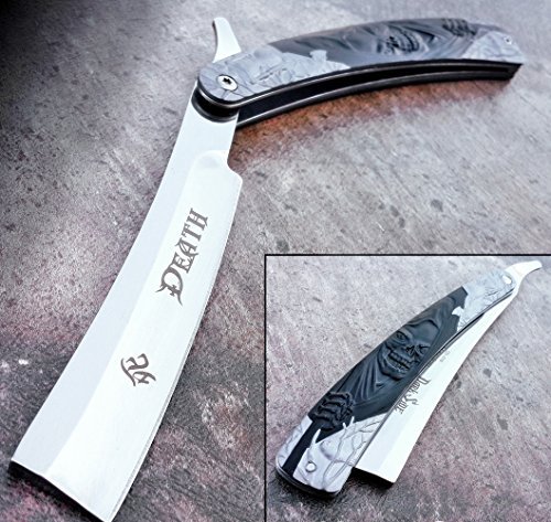Straight Razor Pocket Knife 10″ dark side blade barber folding shaving