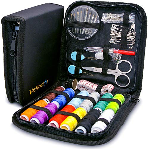 VelloStar Small Sewing Kit for Adults – Easy to Use Needle and Thread Kit with Sewing Supplies and Accessories, Basic Travel Sewing Kit Mini for Emergency Repairs, Sewing Kits for Beginners