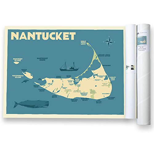 Nantucket Map Print (18×24 Giclee Poster, Wall Decor Art)