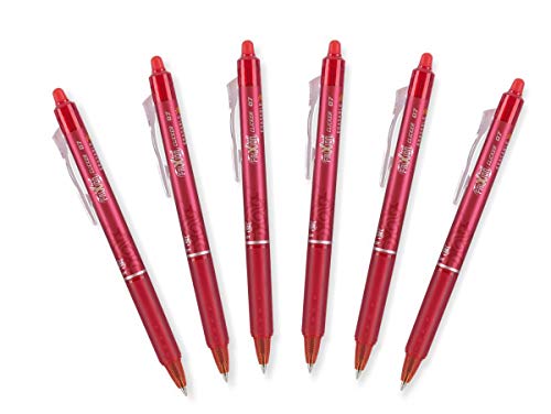 PILOT FriXion Ball 0.7mm Erasable Gel Pens, Fine Point, Red Ink, Pack Of 6