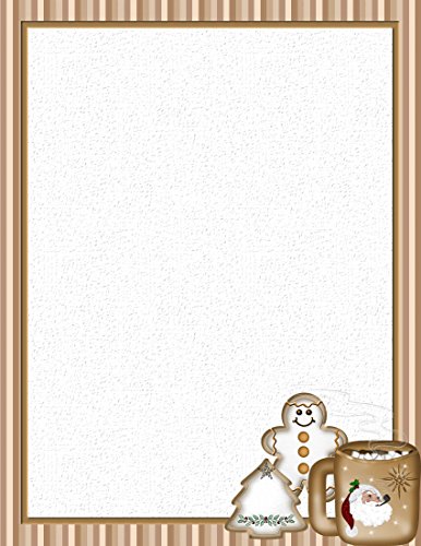 Christmas Gingerbread Man & Santa Cup Stationery Printer Paper 26 Sheets
