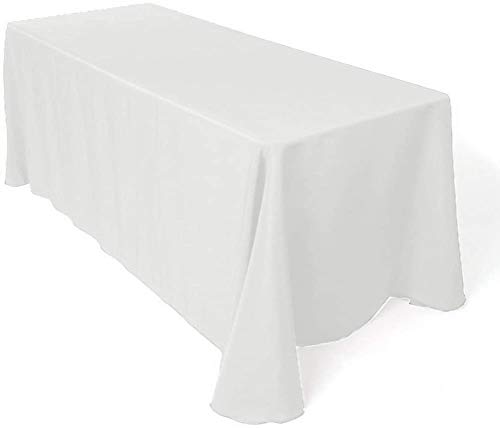 Craft And Party – 10 pcs Rectangular Tablecloth for Home, Party, Wedding or Restaurant Use (90″ X 132″, White)