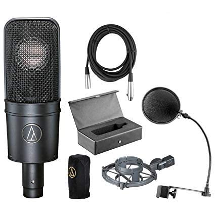 Audio-Technica AT4040 Cardioid Condenser Microphone Bundle with Pop Filter, XLR Cable, Shockmount, case and cover