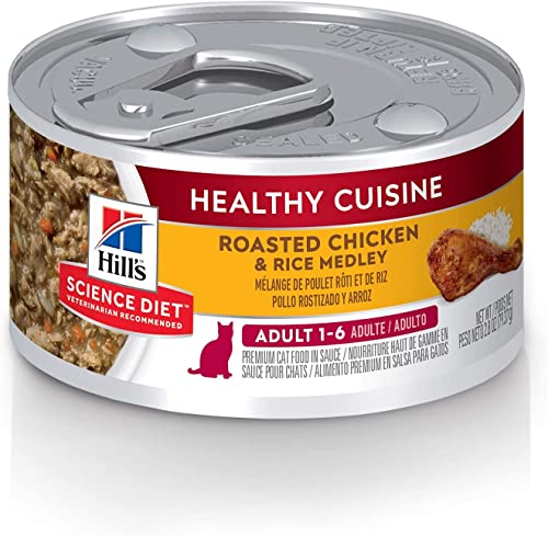 Hill’s Science Diet Wet Cat Food, Adult, Healthy Cuisine, Roasted Chicken & Rice for Healthy Weight & Weight Management, 2.8 oz. Cans, 24-Pack