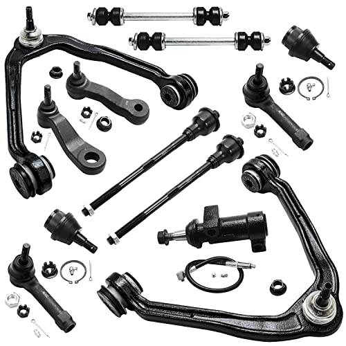Detroit Axle – 4WD Front Upper Control Arms + Lower Ball Joints Tie Rods Suspension Kit Replacement for Chevy Silverado Sierra Avalanche 1500 Tahoe – 13pc Set