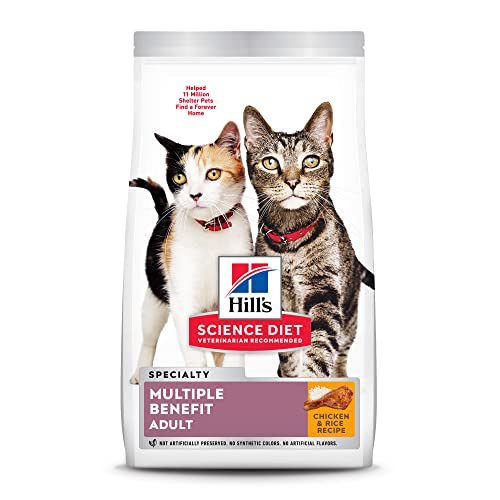 Hill’s Science Diet Dry Cat Food, Adult, Multiple Benefit Chicken Recipe, 15.5 lb. Bag