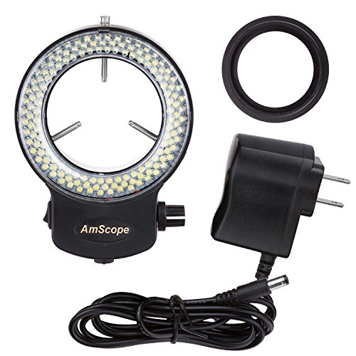AmScope LED-144B-ZK Black 144 PCS Adjustable LED Ring Light for Stereo Microscope & Camera, with Power Adapter