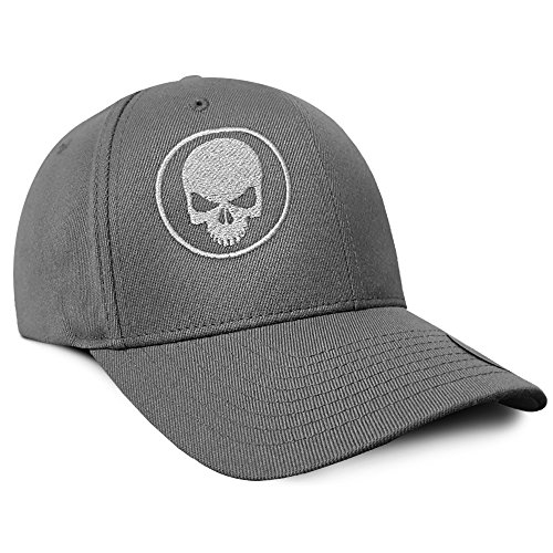 Dion Wear American Military Skull HD United We Stand Flex Fit Baseball Cap, Grey, Small/Medium