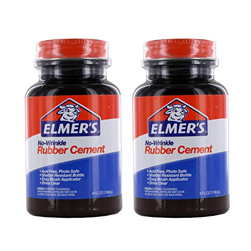 Elmer’s No-Wrinkle Rubber Cement, Acid-Free, 4 Oz Bottle, Pack of 2