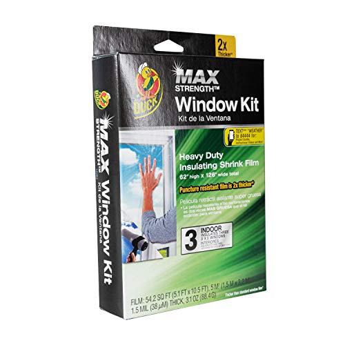 Duck MAX Strength Heavy Duty Insulating Film Window Kit, 3-Window, 62-Inch x 126-Inch, Indoor, 284351