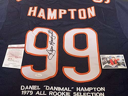Dan Hampton 99 Bears Autographed Signed Jersey with Embroidered Stats Blue JSA WITNESS COA
