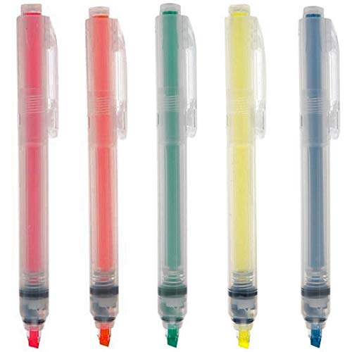 Muji Push Button Highlighter Pen (Refill-exchange Type) 5-colors Set