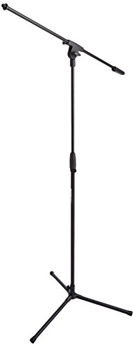 Amazon Basics Adjustable Boom Height Microphone Stand with Tripod Base, Up to 85.75 Inches – Black