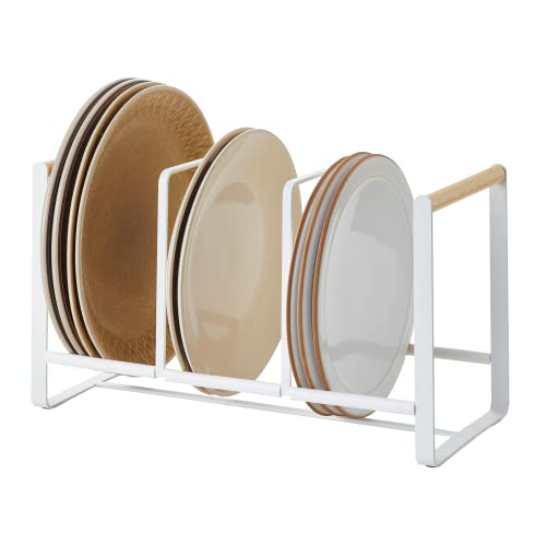 Yamazaki Plate Home Accented Storage Rack-Kitchen Holder Stand | Steel + Wood | Large | Dish Organizer, White | The Storepaperoomates Retail Market - Fast Affordable Shopping