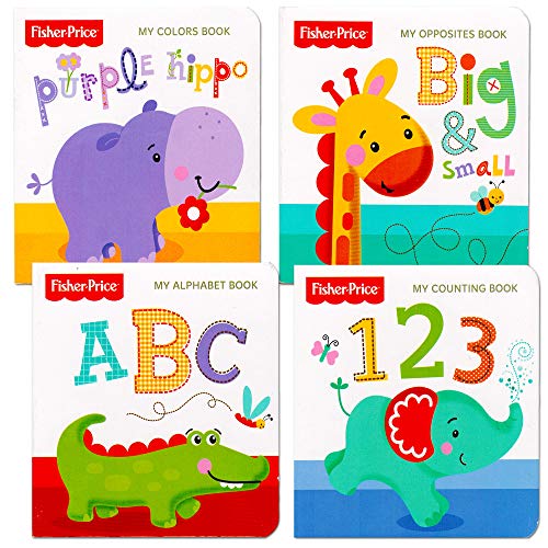 Fisher-Price “My First Books Set of 4 Baby Toddler Board Books (ABC Book, Colors Book, Numbers Book, Opposites Book)