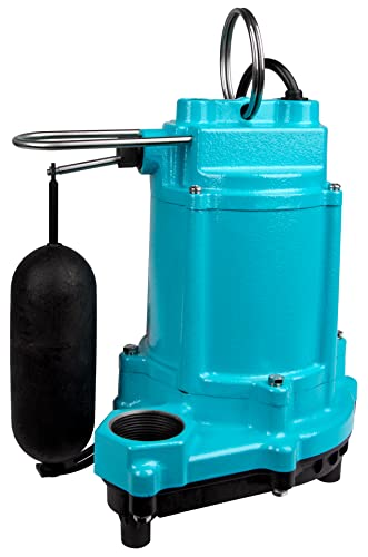 Little Giant 6EC-CIA-SFS 115-Volt, 1/3 HP, 3180 GPH Submersible Sump Pump with Integral Snap-Action Float Switch, Plastic Base, 10-Ft. Cord, Blue, 506807