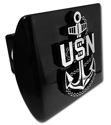 United State Navy Anchor emblem on black METAL Hitch Cover