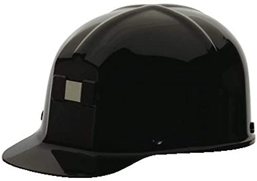 MSA 82769 Comfo-Cap Safety Hard Hat with Staz-on Pinlock Suspension | Polycarbonate Shell, Non-Slotted W/ Lamp Bracket and Cord Holder – Standard Size in Black