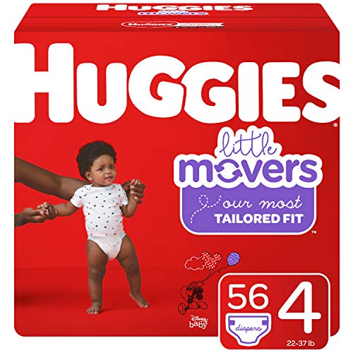 Huggies Little Movers Baby Diapers, Size 4, 56 Ct